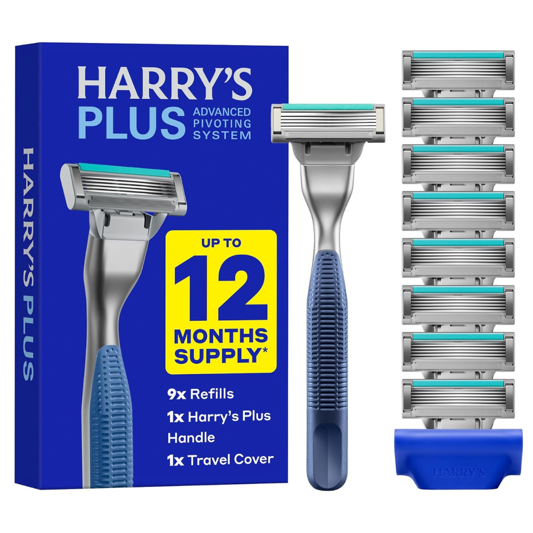 Harry's Plus Men's Razor Set W/ Tide Handle & 9 Blade Refill Cartridges