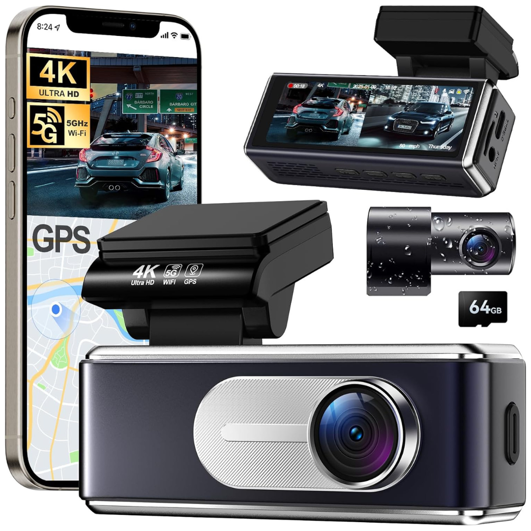 4K HD Front & 1080P Rear 5G WiFi GPS Dash Camera