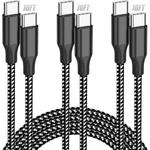 3-Pack 10FT SwaggWood 60W USB-C To USB-C Nylon Braided Fast Charging Cable