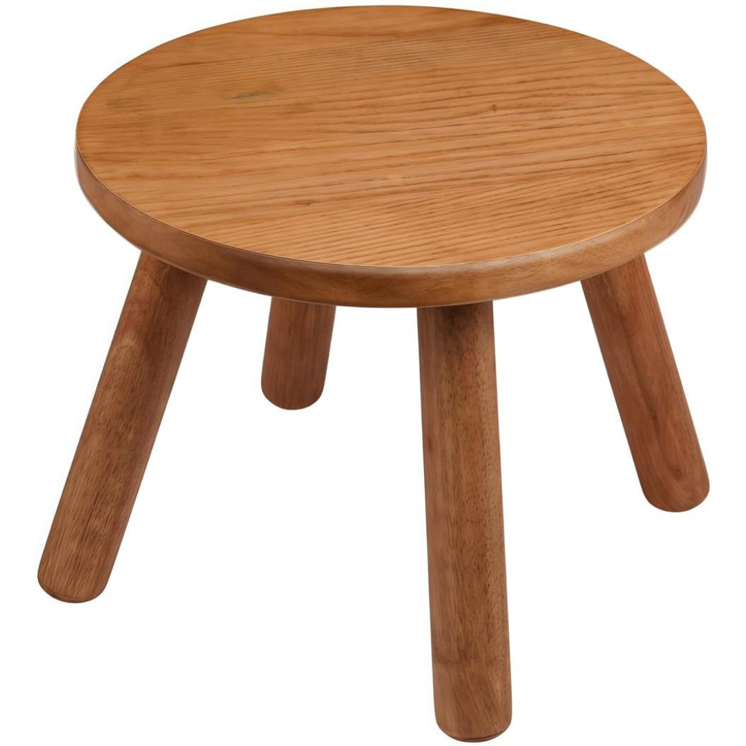 9.3 Inch Round Solid Wooden Step Stool For Indoor Plants
