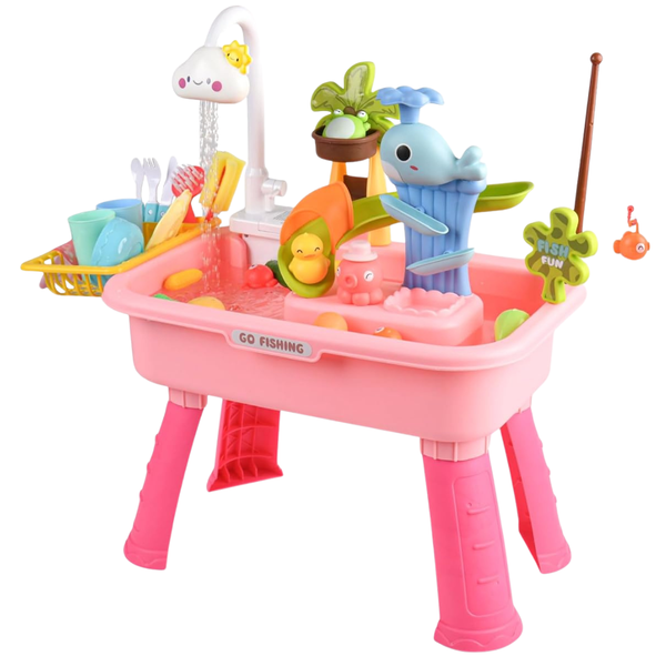 Ploomi Upgraded Toddler Sand Water Table Toy with Electric Water Pump