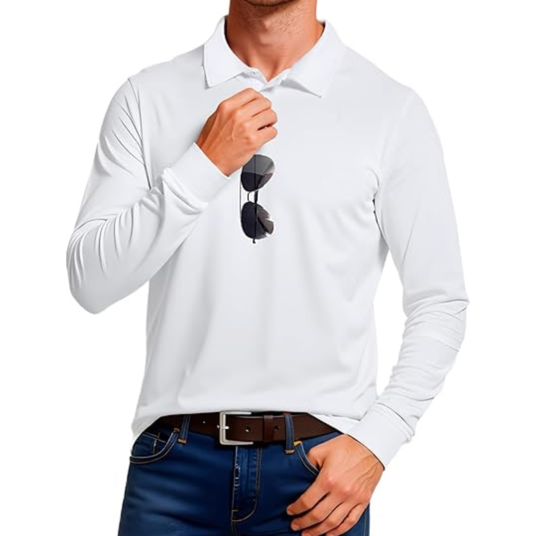 Men's Casual Long Sleeve Silky Polo T-Shirts (2 Colors)
