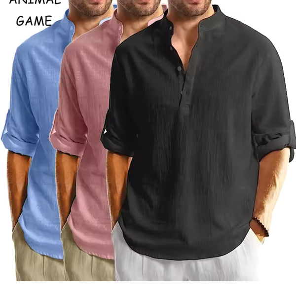 Men's Lightweight Cotton Henley Shirt