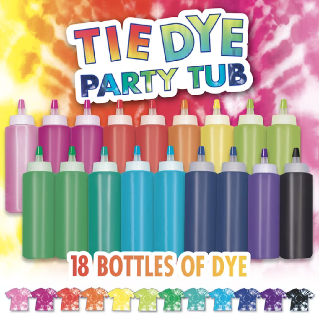 Create Basics Tie Dye Party Tub W/ 18 Pre-Filled Bottles
