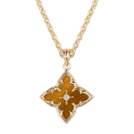 Fettero 14K Gold Plated Clover Pendant Necklace W/ Stone (Various Colors)