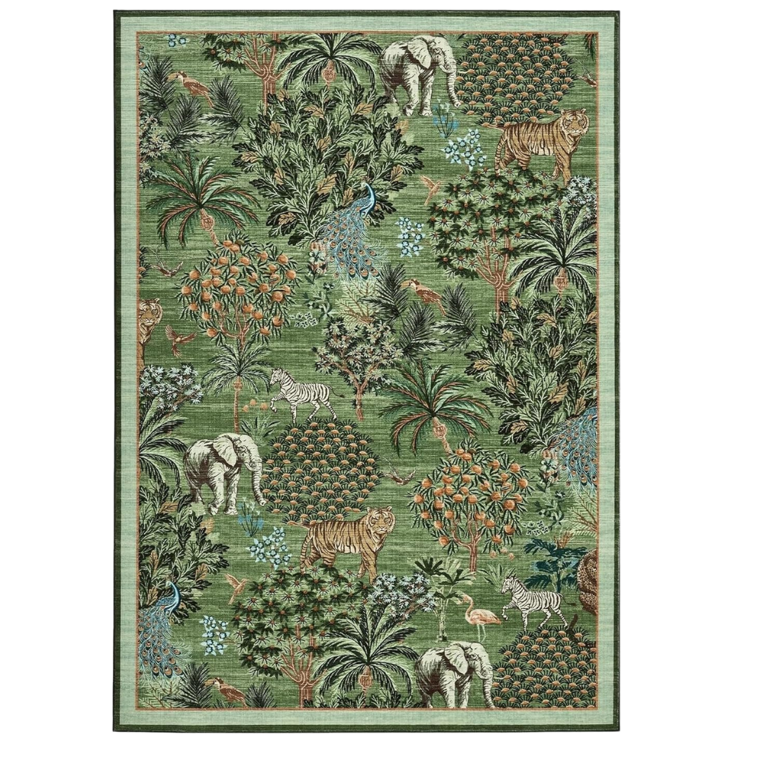 5' X 7' GarveeHome Non-Slip Jungle Animal Print Washable Area Rug