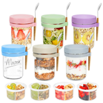 6-Pack 16-Oz Overnight Oats Glass Containers W/ Lids And Spoons