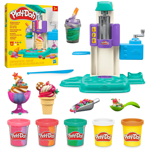 Play-Doh Rainbow Swirl Ice Cream Playset With 7 Kitchen Accessories