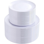 100-Piece BUCLA Disposable White Plastic Plates