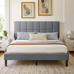 Marsail Upholstered Queen Size Bed Frame W/ 12 Support Legs (1300 lbs Capacity)