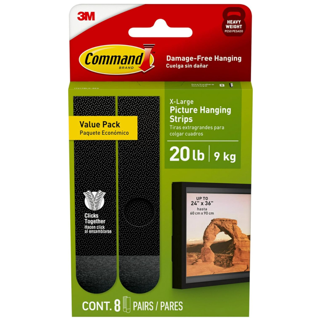 8-Pairs Command 20 lb XL Heavyweight Picture Hanging Strips