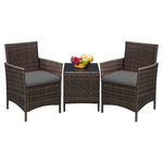 3-Piece Greesum Patio Furniture Set With Cushions And Glass Coffee Table