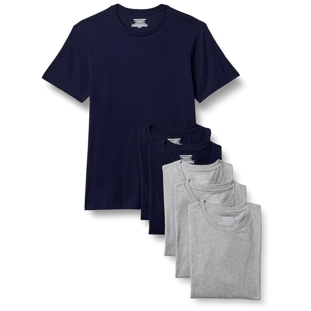 6-Pack Amazon Essentials Men's' Slim Fit Cotton Crew Neck Undershirt
