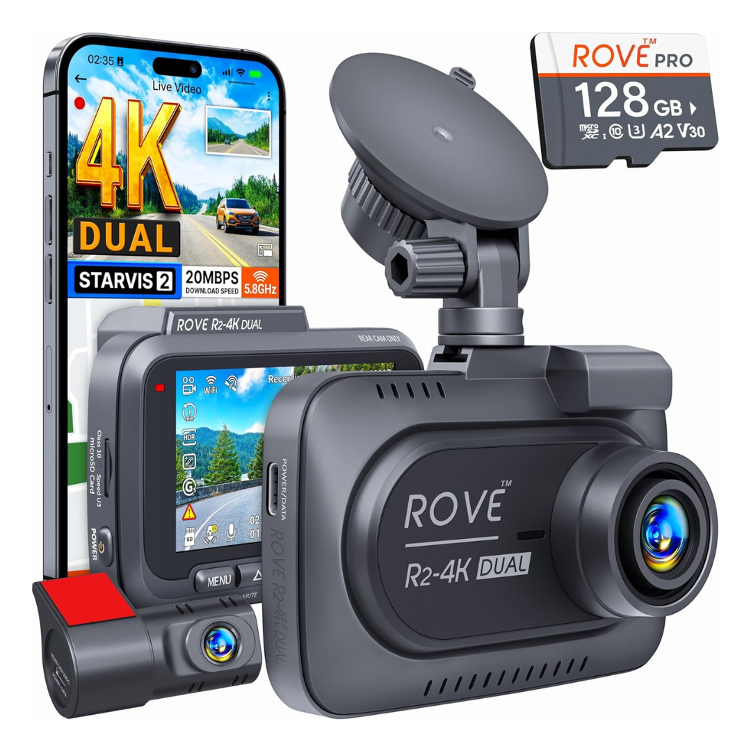 ROVE R2-4K 2160P/FHD 3" IPS Front And Rear Dual Dash Camera