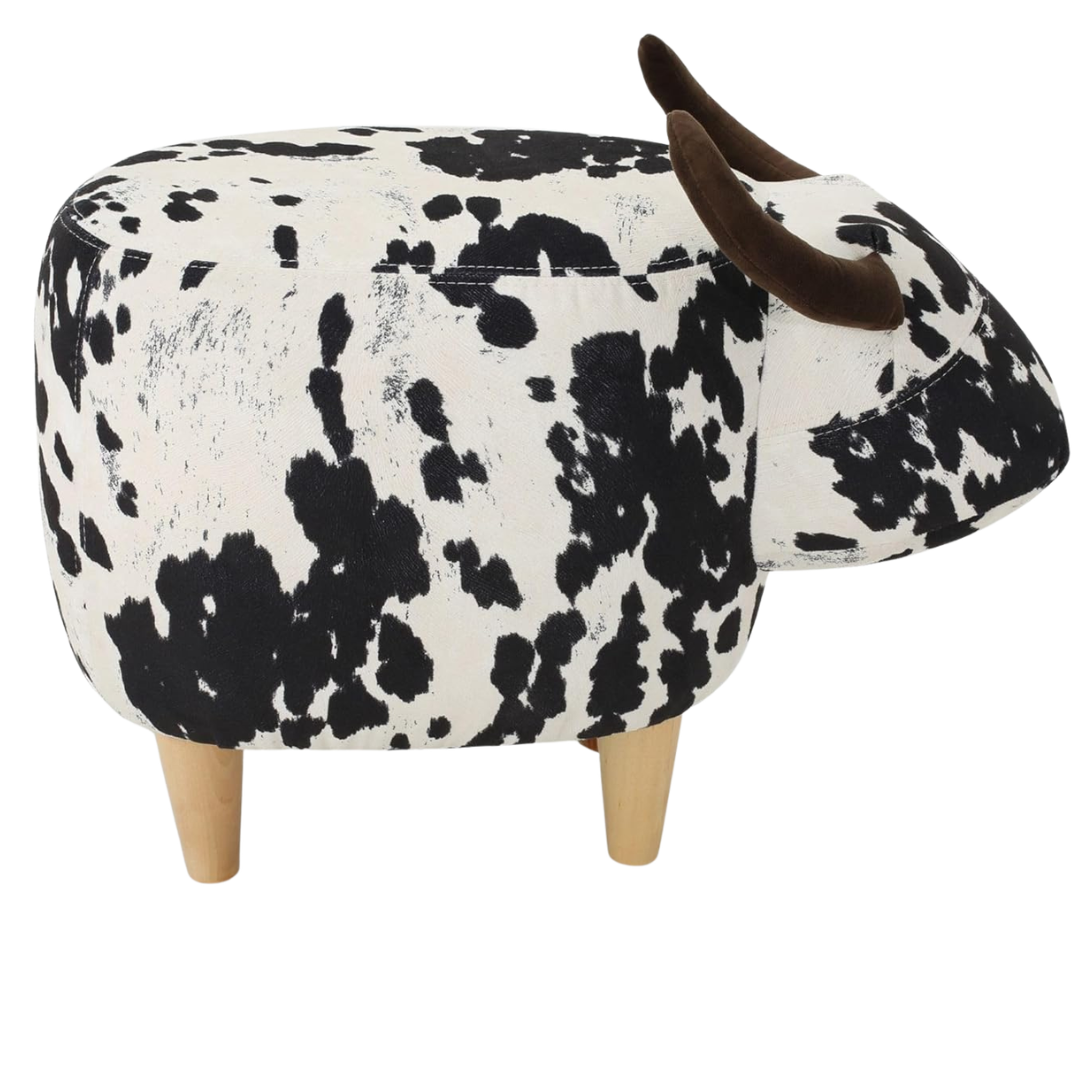 Christopher Knight Home Isana Cow-Shaped Ottoman (White+black)