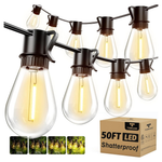 50FT Outdoor Connectable LED String Lights With 16 Shatterproof Dimmable Bulbs