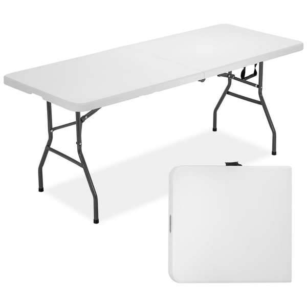 6FT FDW Outdoor Plastic Folding Table With Built In Carrying Handle
