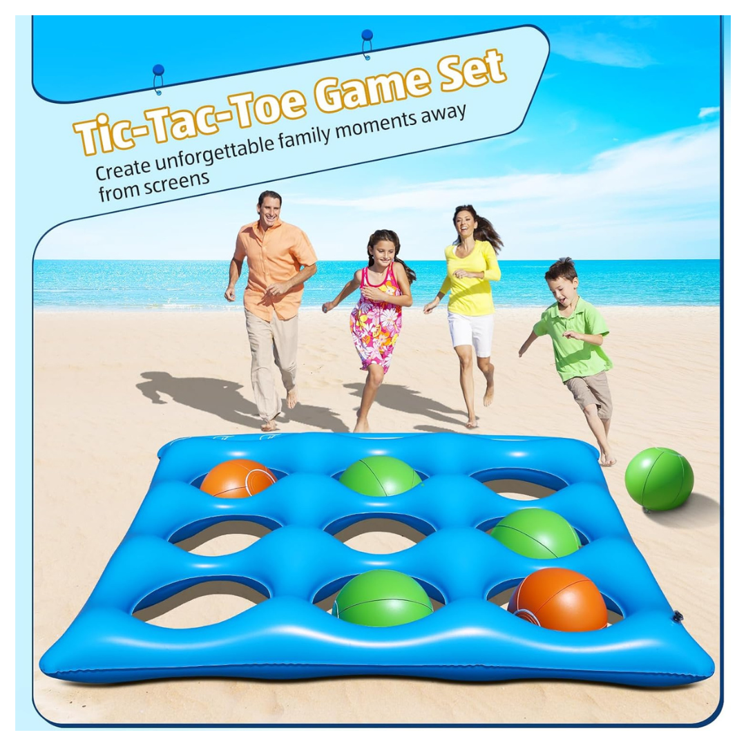 Giant Inflatable Pool Tic-Tac-Toe Game Set With 10 Balls