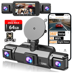 4-Channel 360 Panoramic HD Front & Rear Cabin Dash Cam W/ 64GB Card