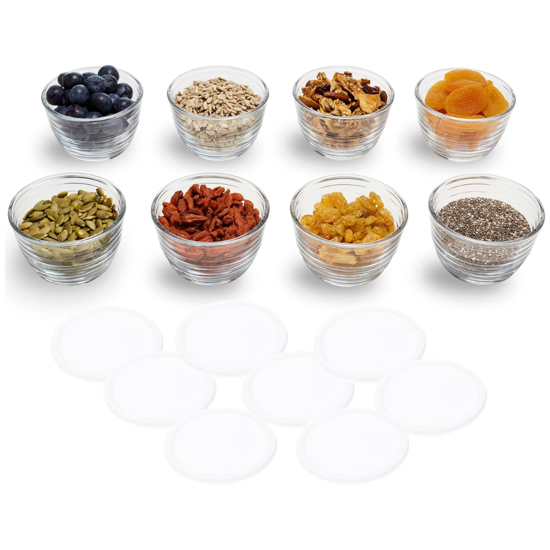 8-Pack 6.25oz Libbey Small Glass Prep Bowls With Lids