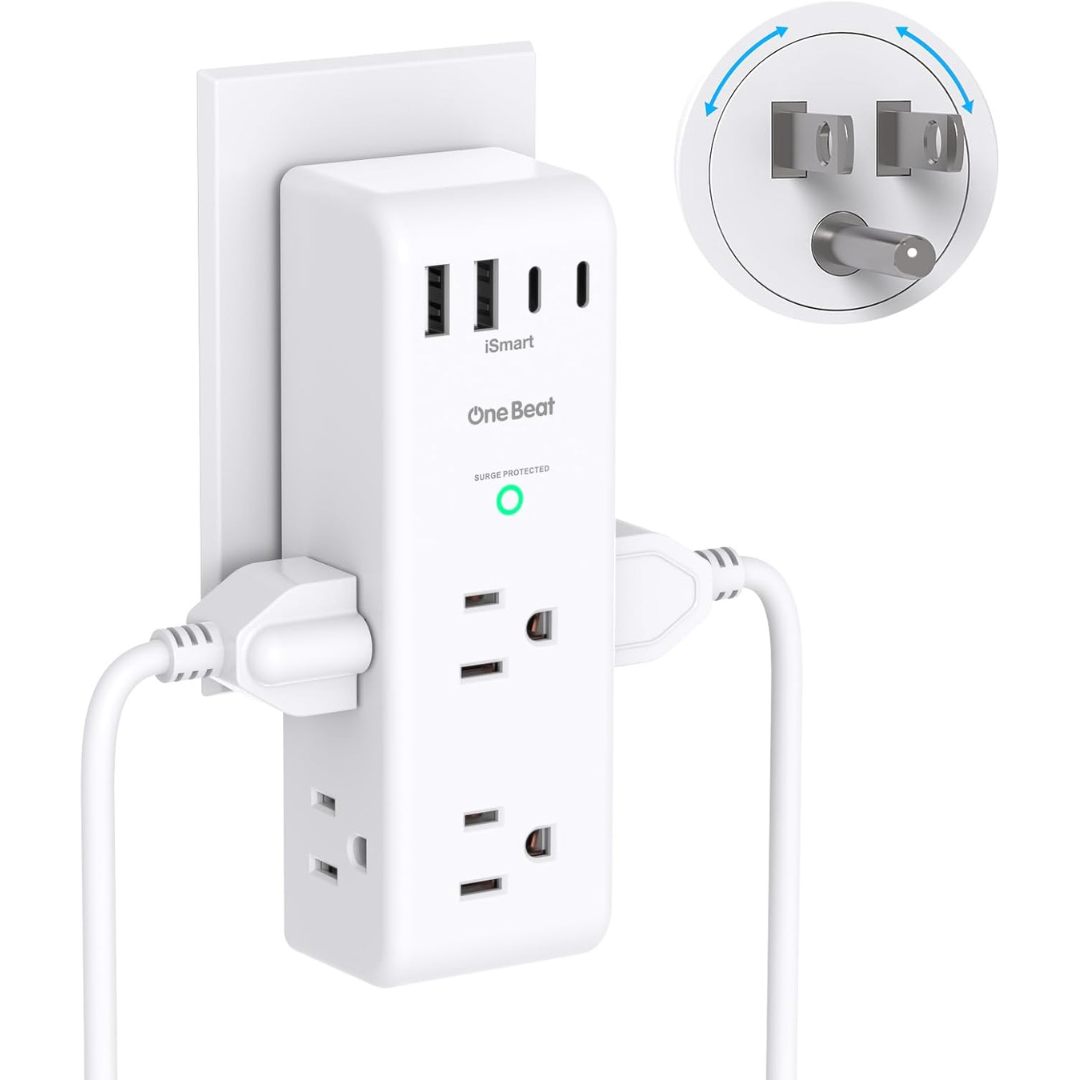 One Beat Surge Protector Outlet Extender With Rotating Plug