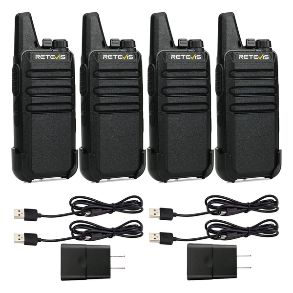 4-Pack Retevis Long Range Rechargeable Two Way Walkie Talkie Radios