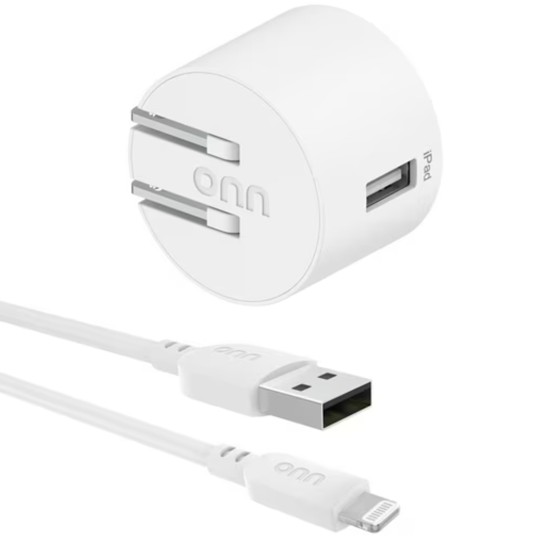 Onn. 12W USB-A Wall Charger With 3ft Lightning To USB Cable
