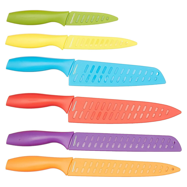12-Piece AmazonBasics Color-Coded Kitchen Knife Set