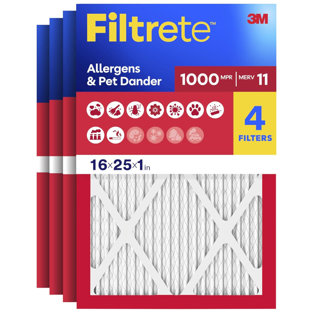 4-Pack Filtrete 1000 MPR Allergen Defense Air Filter (16" X 25" X 1")