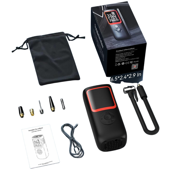 150 PSI Portable Tire Inflator Air Compressor W/ Pressure Gauge & LED Light
