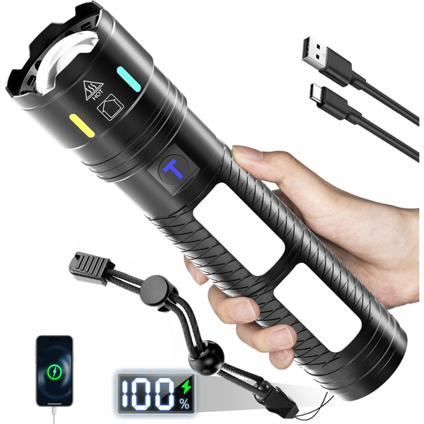 990,000 Lumens 5000ft Long Range Rechargeable Flashlight
