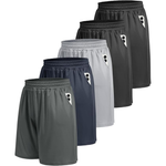 5-Pack Boojo Men's Quick Dry Athletic Gym Shorts With Pockets
