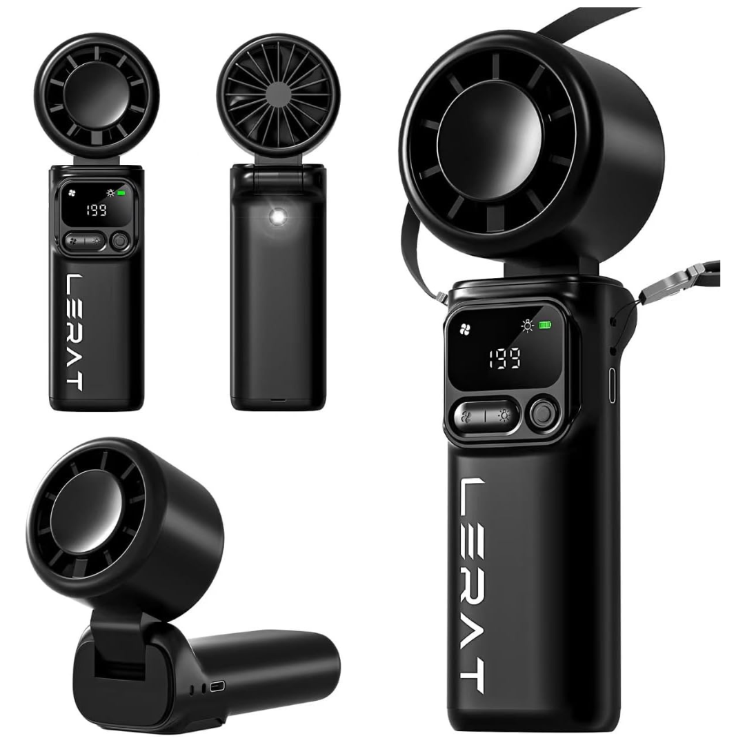 5-Speed Lerat 4000mAh Portable Handheld Turbo Fan (Black)