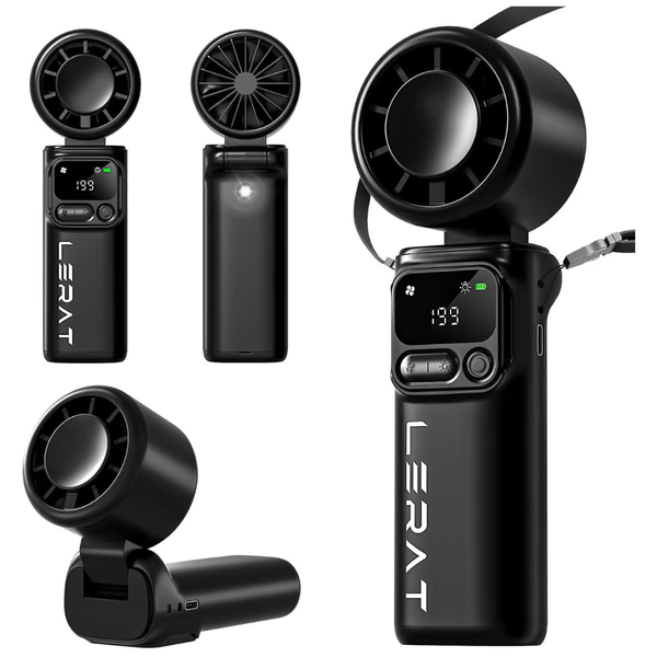 5-Speed Lerat 4000mAh Portable Handheld Turbo Fan (Black)