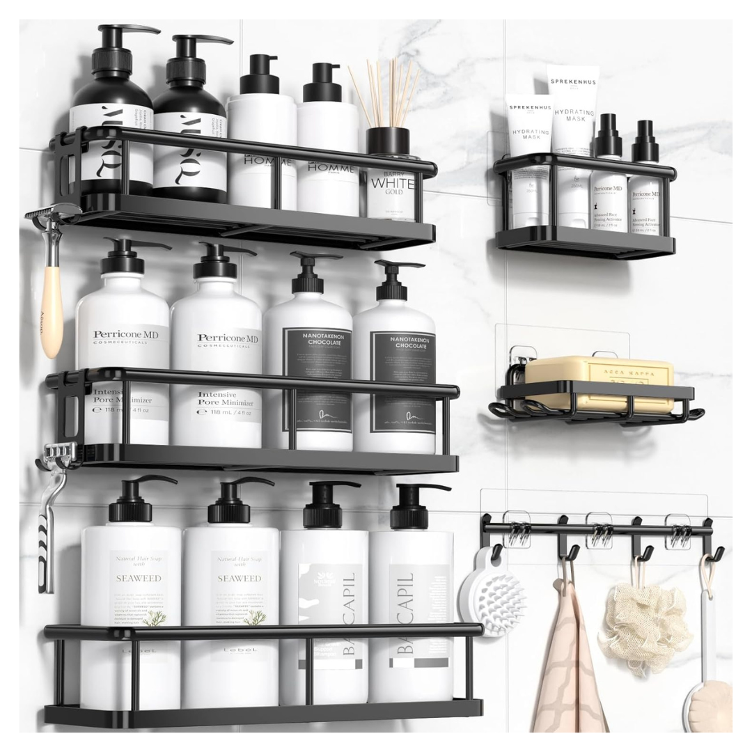 6-Pack Large 100% Rustproof Shower Caddy Organizer W/ Soap Holder