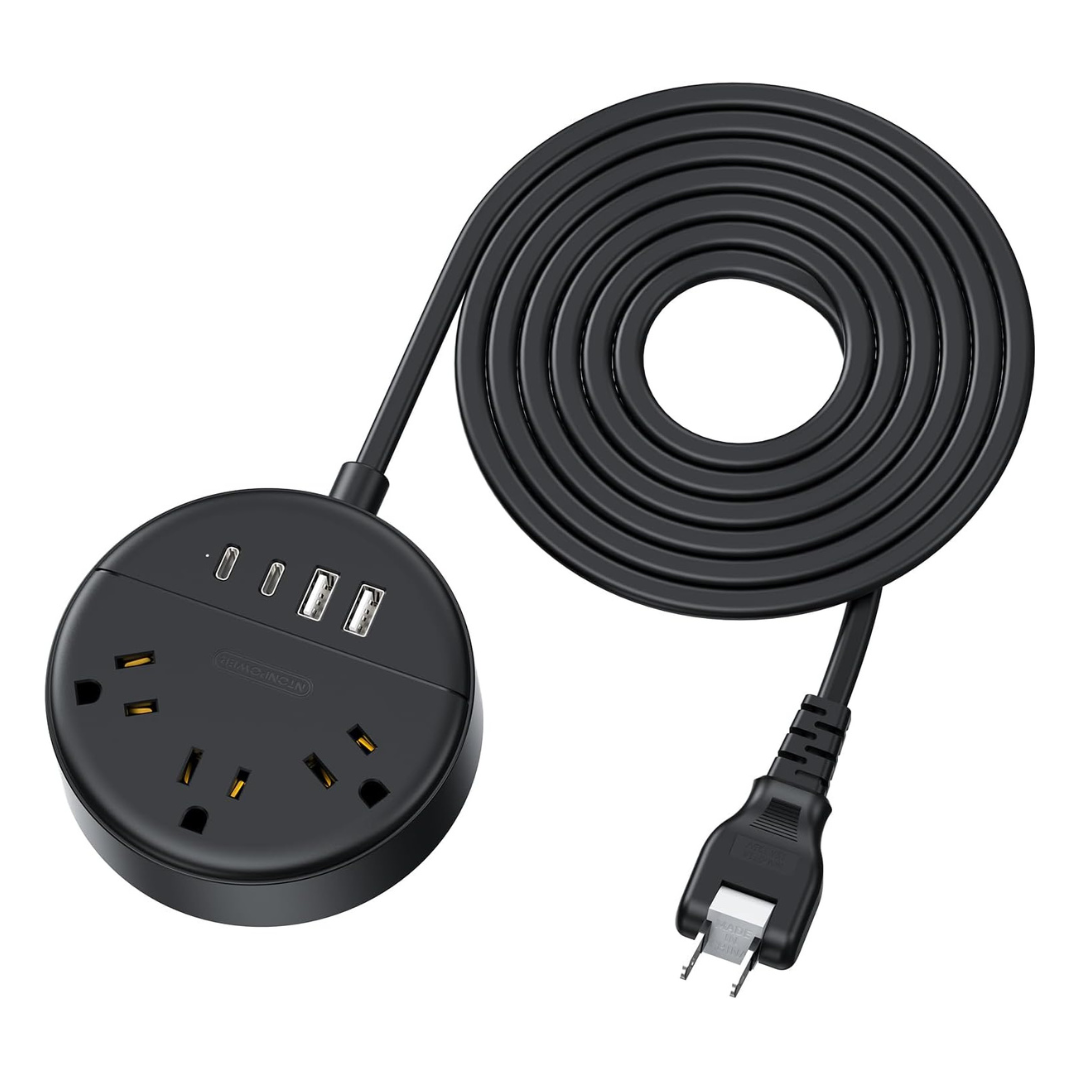 Ntonpower 2-Prong Power Strip With 10ft Extension Cord
