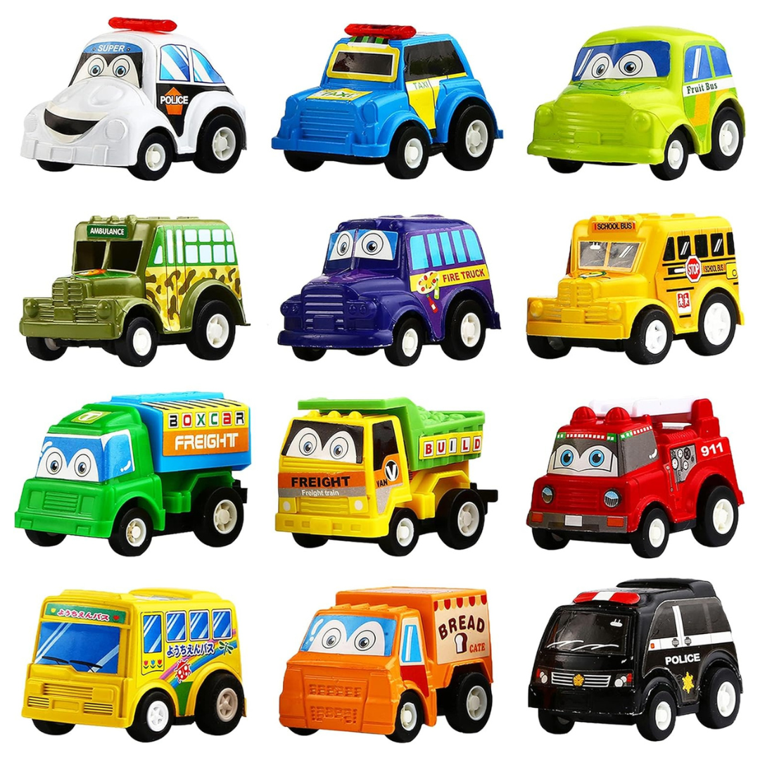 12-Pack Funcorn Pull Back Mini Vehicle Set