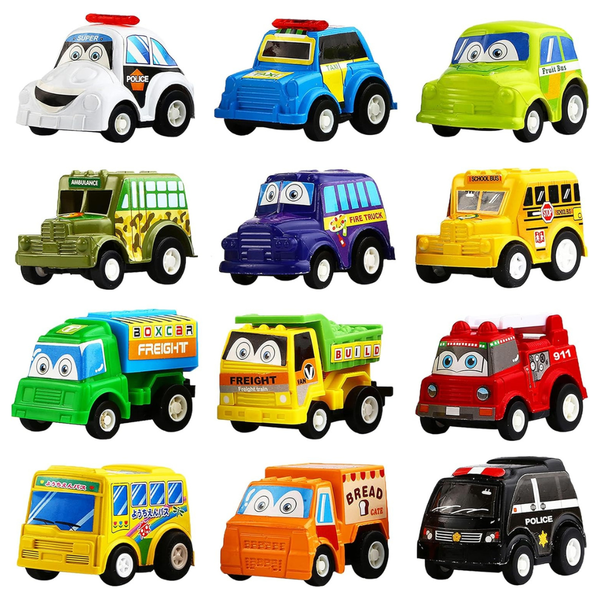 12-Pack Funcorn Pull Back Mini Vehicle Set