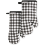 2-Pack KitchenAid Gingham Oven Mitt Set (Matte Black)