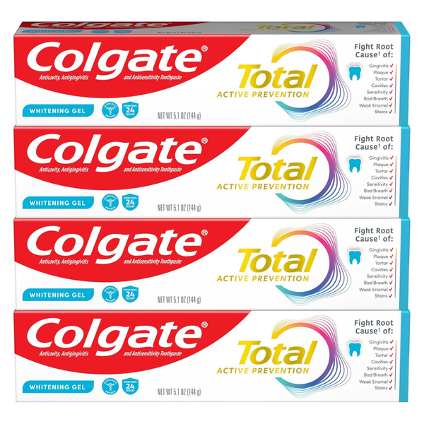 4-Pack 5.1-Oz Colgate Total Active Prevention Whitening Gel Toothpaste