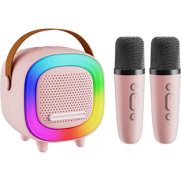 Mini Karaoke Machine Speaker W/ 2 Wireless Microphones