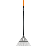 Fiskars 62" Metal Tine Leaf Rake W/ Fiberglass Handle