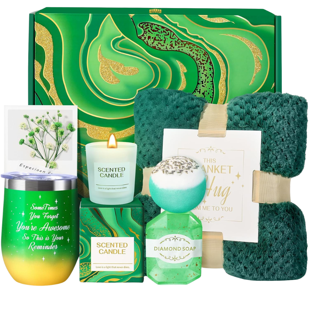 BodyRefresh Women's Relaxing Spa Gift Basket W/ Blanket & More (2 Colors)