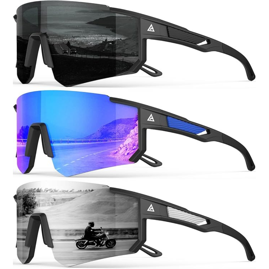 3-Pack QALLY Polarized Sports UV400 Protection Sunglasses