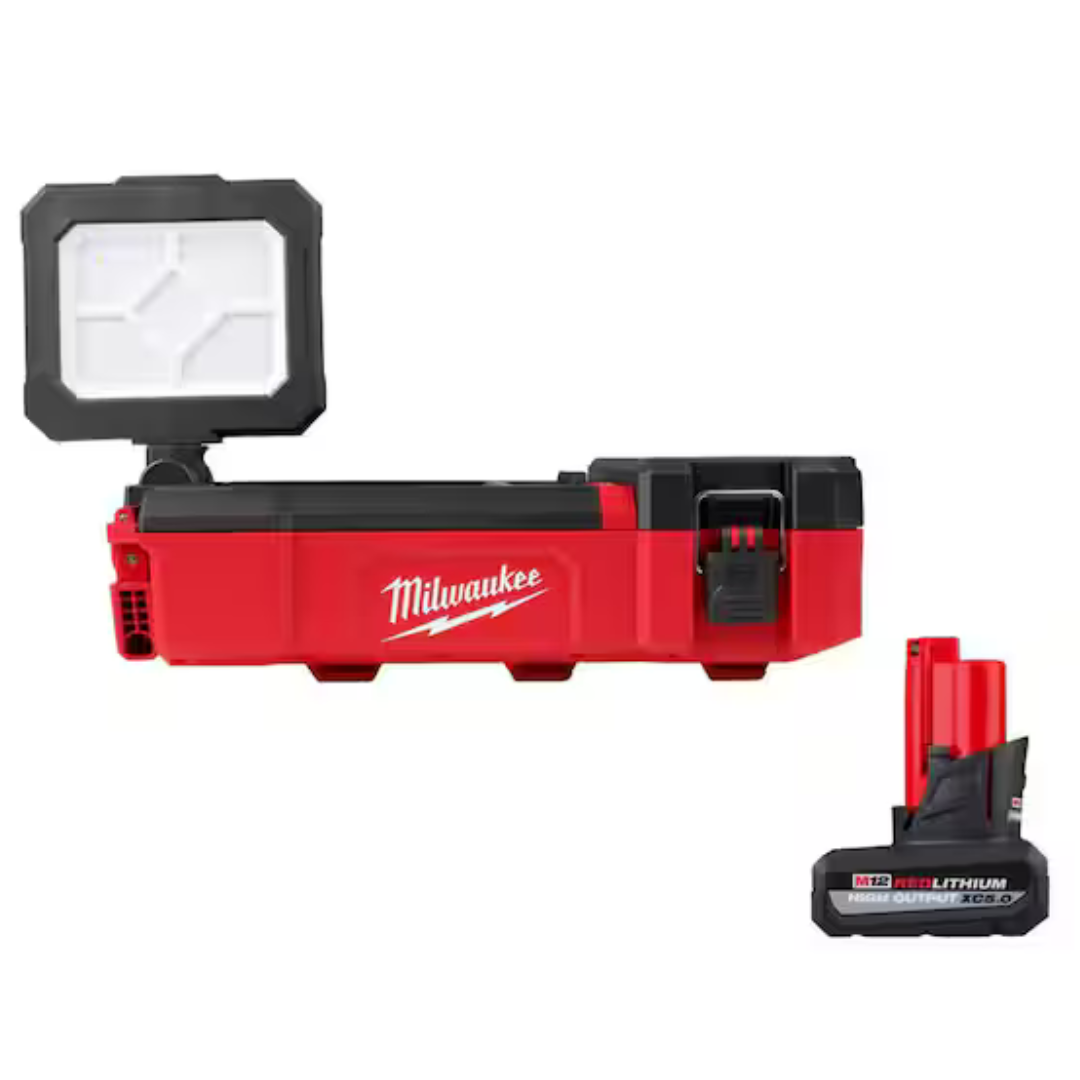 Milwaukee M12 12V Lithium-Ion Packout Flood Light w/USB Charging & Battery