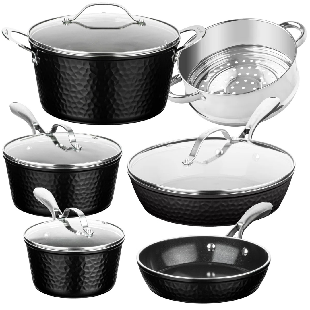 10-Piece Gotham Steel Hammered Nonstick Ceramic Cookware Set