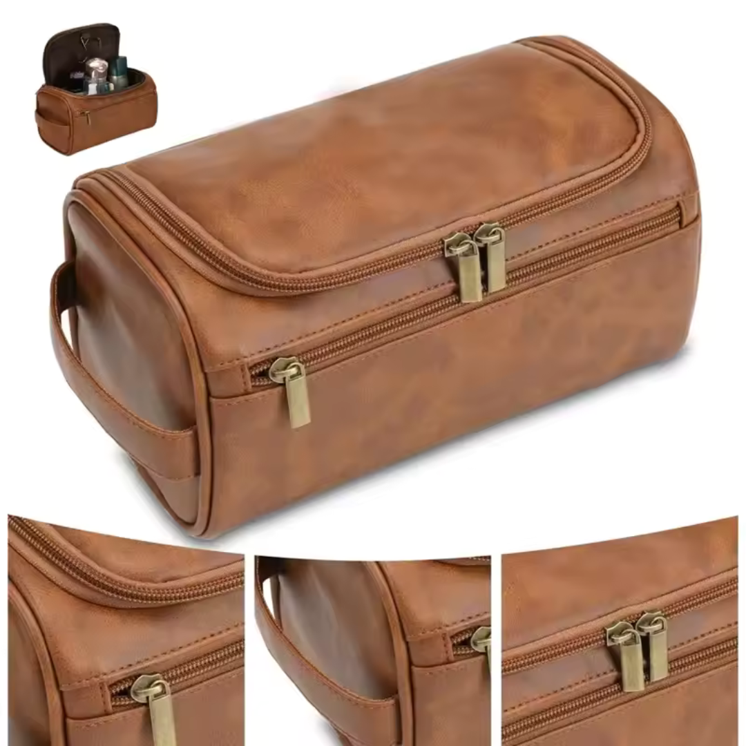 Premium Leather Hanging Toiletry Bag
