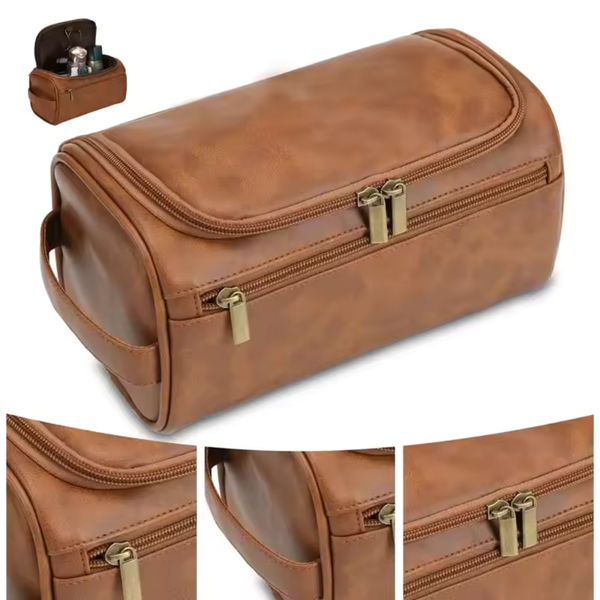 Premium Leather Hanging Toiletry Bag