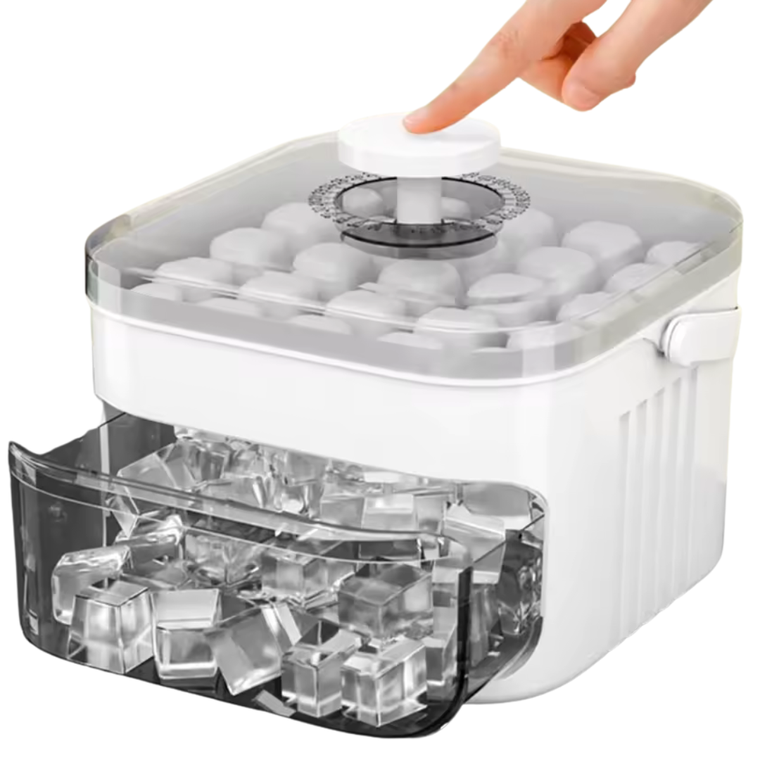 Double-Layer 50-Cube Ice Maker with Easy-Press Lid