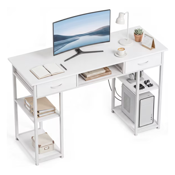 Edx 48'' Small Gaming Desk With Drawers & Storage Shelves